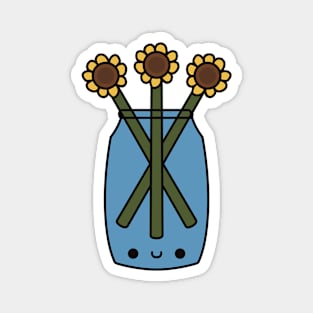 Cute Kawaii Sunflowers Vase Magnet