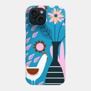 Hens in floral rain Phone Case