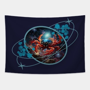 Galactic Crab, Alien Crab amidst Space Bubbles and Planetary Vibes Tapestry