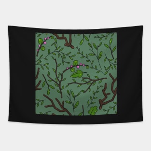 Green deep dark forest. Saturated dark pattern. Tapestry