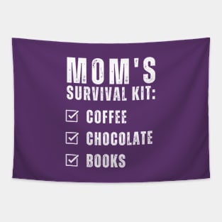 Mom's Survival Kit Coffee Chocolate Books Mom and Daughter matching Tapestry