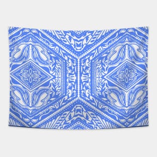 Blue Hexagon Geometry Tapestry