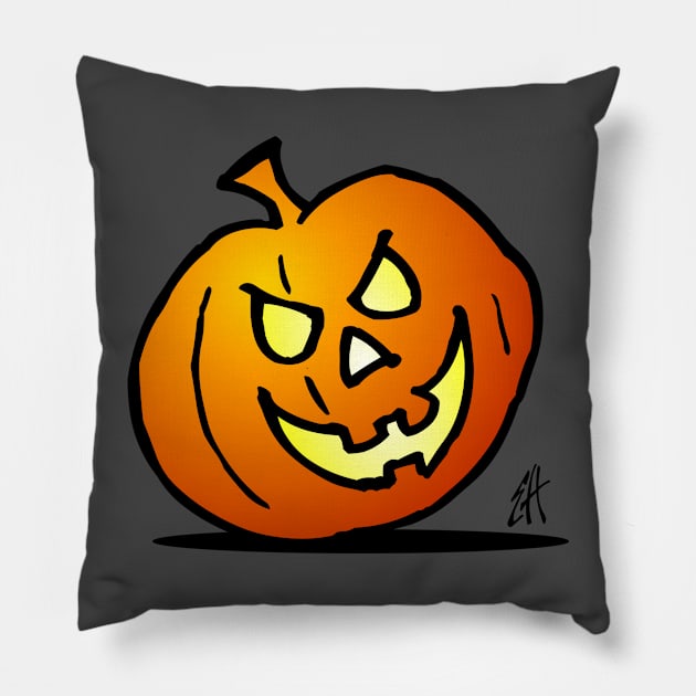 Jack-o'-lantern, Halloween Pumpkin Pillow by Cardvibes