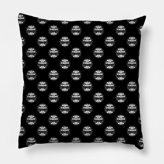 Chess Logo in Black and White Pattern Pillow by The Black Panther