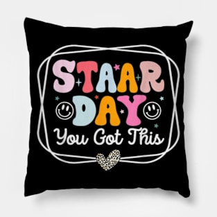 Test Staar Day You Got This Teacher Retro Groovy Testing Day Pillow