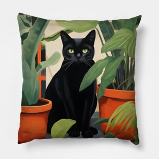 Purrfect Harmony: Cats and Plants Pillow