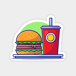 Burger And Soda Cartoon Vector Icon Illustration (2) Magnet