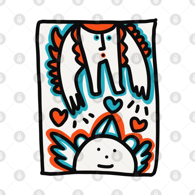 Cool Graffiti Doodle Orange Blue Lovely Creatures by signorino