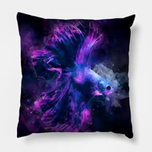 Purple, Violet and Pink Betta Fish watercolor Pillow