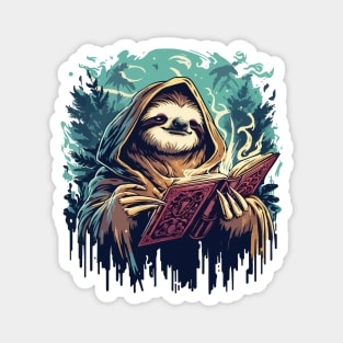 Retro Sloth Wizard Magnet