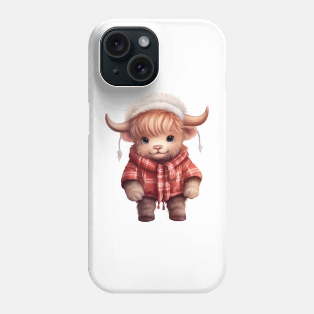 Christmas Baby Highland Cow #4 Phone Case by Chromatic Fusion Studio