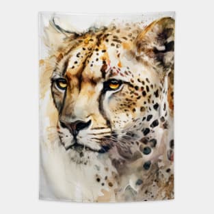 Cheetah Portrait Animal Painting Wildlife Outdoors Adventure Tapestry