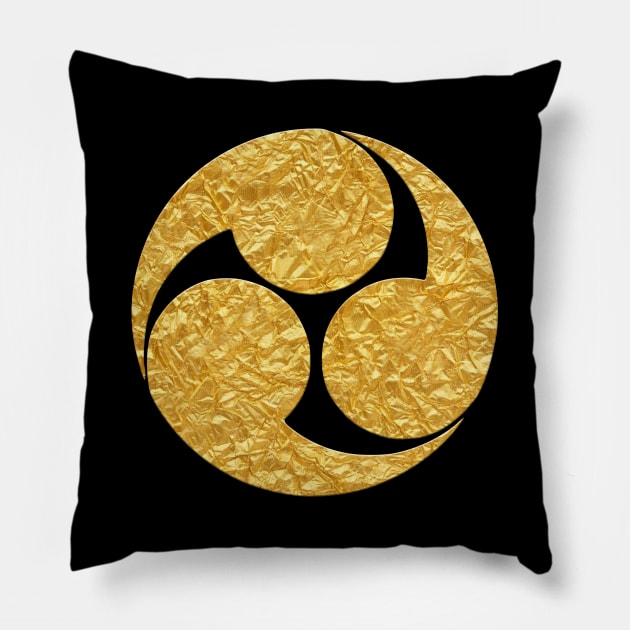 Japanese Mon Hidari Mitsu Tomoe Pillow by Takeda_Art