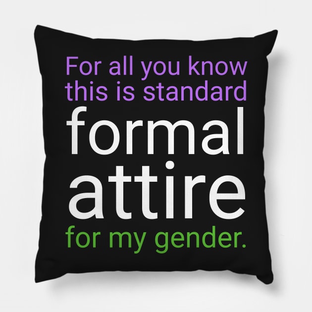 Formal Attire - Purple over Green Pillow by GenderConcepts