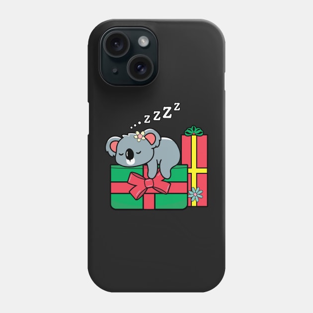 Christmas Koala Sleeping on Presents Phone Case by ArtRUs