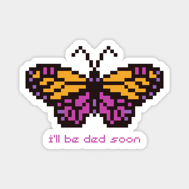 Existential Butterfly Pixel Art Magnet by rosiemoonart