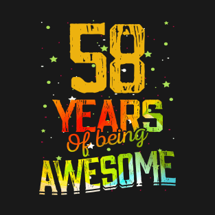 58 Years Of Being Awesome Gifts 58th Anniversary Gift Vintage Retro Funny 58 Years Birthday Men Women T-Shirt