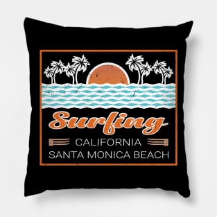 Surfing California Santa Monica Pillow