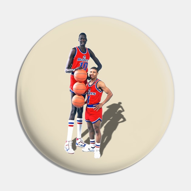 Bol and Bogues Retro 90s Bullets Basketball Design Pin by darklordpug