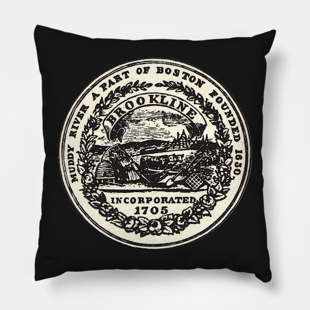 TOWN OF BROOKLINE MASSACHUSETTS 1936 SEAL Pillow by EphemeraKiosk