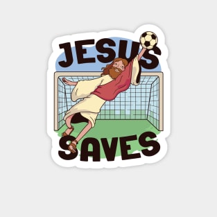 Jesus Saves // Funny Jesus Soccer Cartoon Magnet