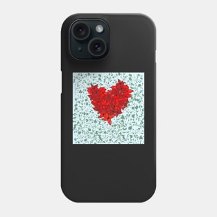 Red Heart flame of the woods flower pattern Phone Case