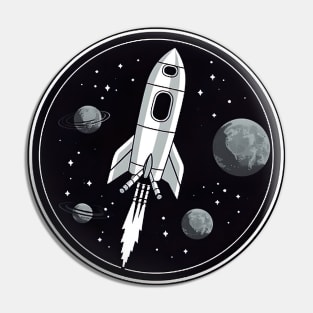 Vintage Rocket Travel - Retro Spaceship Design Pin