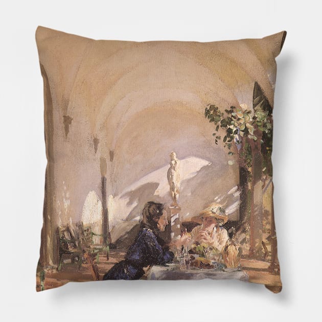 Breakfast in the Loggia by John Singer Sargent Pillow by MasterpieceCafe