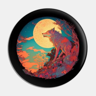 A Lone Wolf and the Full Moon Pin