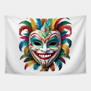 Happy Looking Festival Mask Tapestry