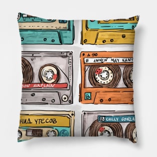 Vintage music tape cassette Pillow