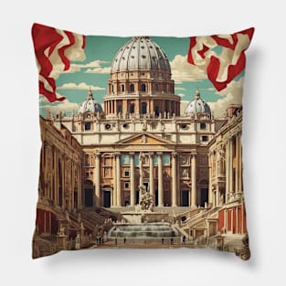 Vatican City Basilica of Saint Peter Italy Vintage Tourism Travel Poster Pillow