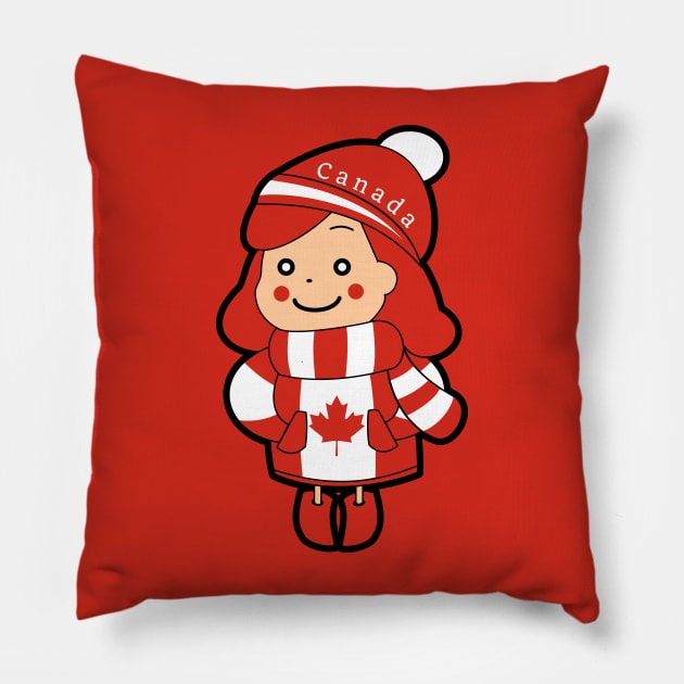 Canadian Girl Pillow by Johnitees