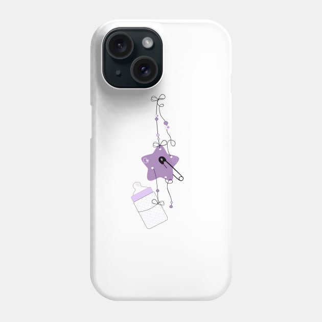 Hanging baby bottle, safety pin, star baby arrival Phone Case by GULSENGUNEL