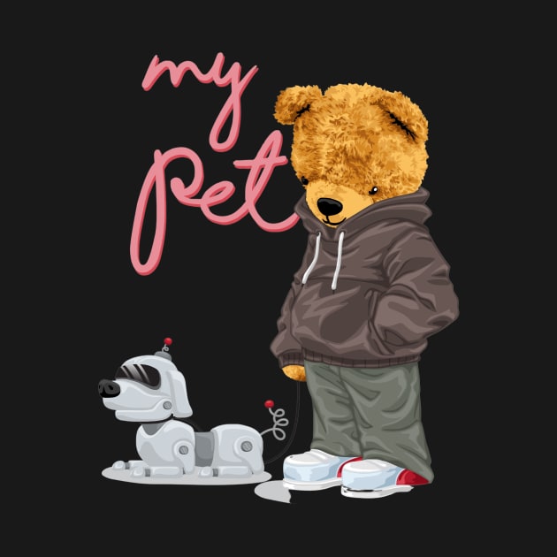 teddy bear with pet robot by irelandefelder