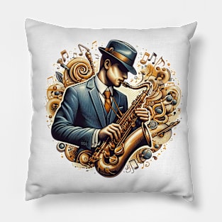 Jazz Saxophone Player Pillow