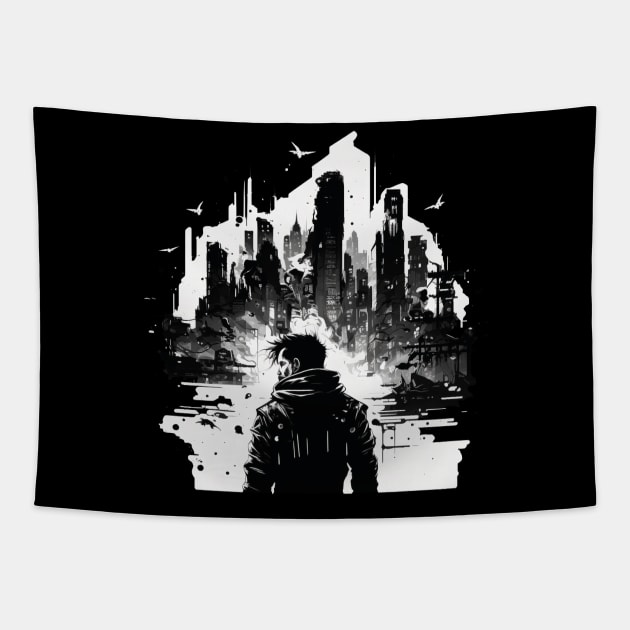 cyber black-white Tapestry by Shirtocracy