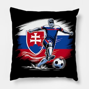 Dynamic Slovakia Soccer Star in Action - Vector Design Pillow