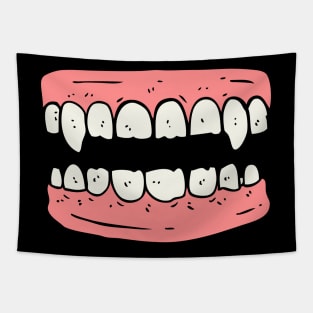 Zombie Pink and white Teeth Halloween Costume Horror Funny Cartoon Illustration Tapestry