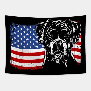 Proud Boxer Dog American Flag patriotic dog Tapestry