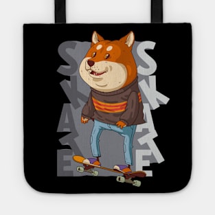 Shiba Inu on skate • Skateboarding Dog Tote