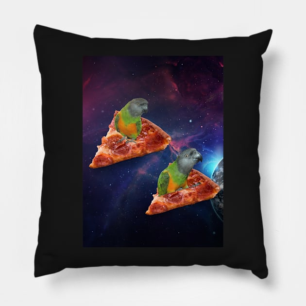 senegal parrot space pizza funny Pillow by Oranjade0122