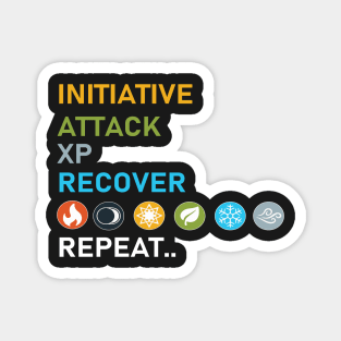 Gloomhaven Initiative, Attack, XP, Recover, Repeat Board Game Graphic - Tabletop Gaming Magnet