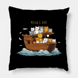 Meow's Ark Funny Parody Noah's Ark Full of Cats Pillow