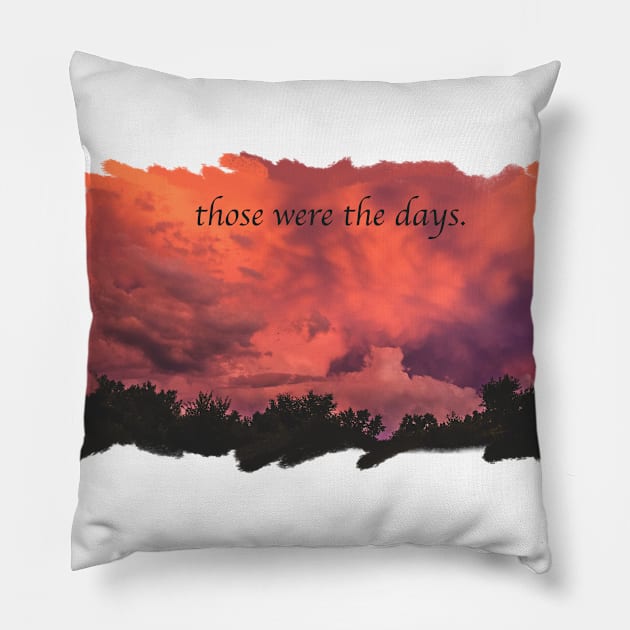 Pink Sunset above the trees 2 Pillow by Simm Thomas