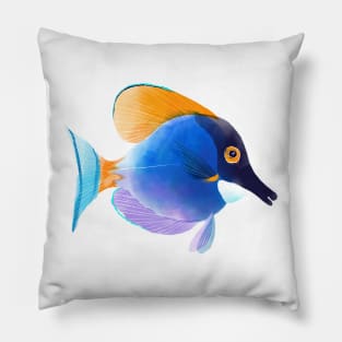 Watercolor of Powdered Blue Tang Pillow