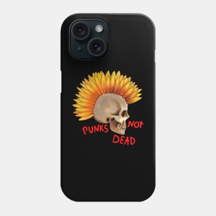 Punks not dead skull sunflower Phone Case