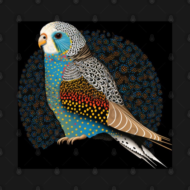 Aboriginal Art Inspired Bird a digital dot art painting by Mimeographics