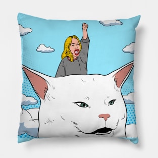 Neverending Meme Woman Yelling at Cat Dinner Table Salad Pillow