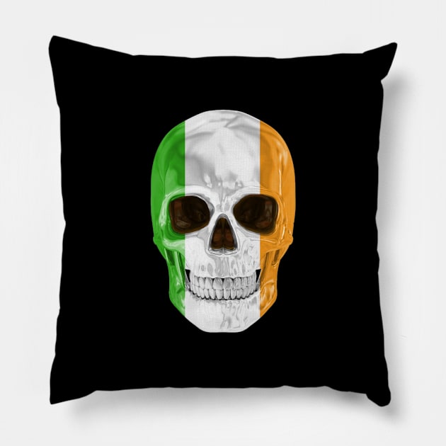 Ireland Flag Skull - Gift for Irish With Roots From Ireland Pillow by Country Flags